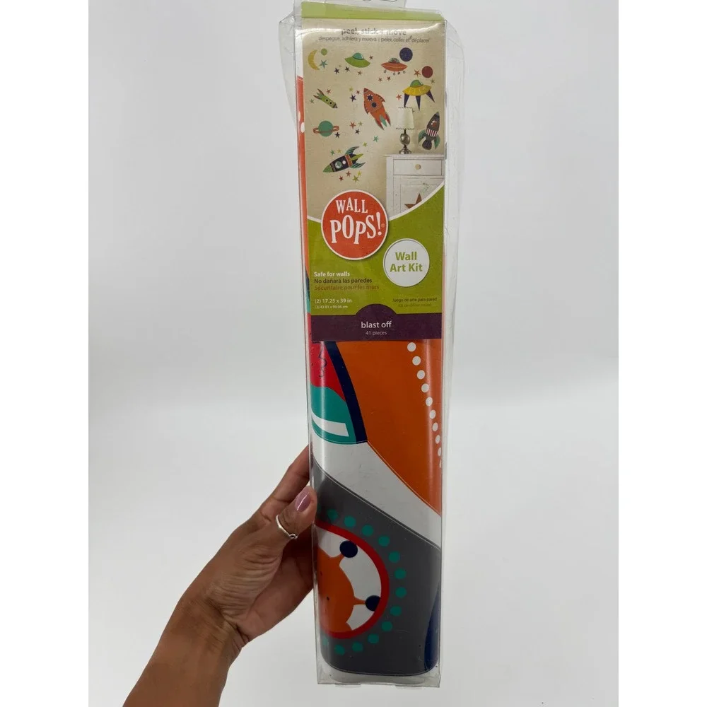 Wall Pops Blast Off Wall Art Kit 41 Piece Space Rocket Decals New